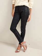 schwarz-beschichtet - Ponte-Hose mit schmalem Bein - Bild 1 von 6