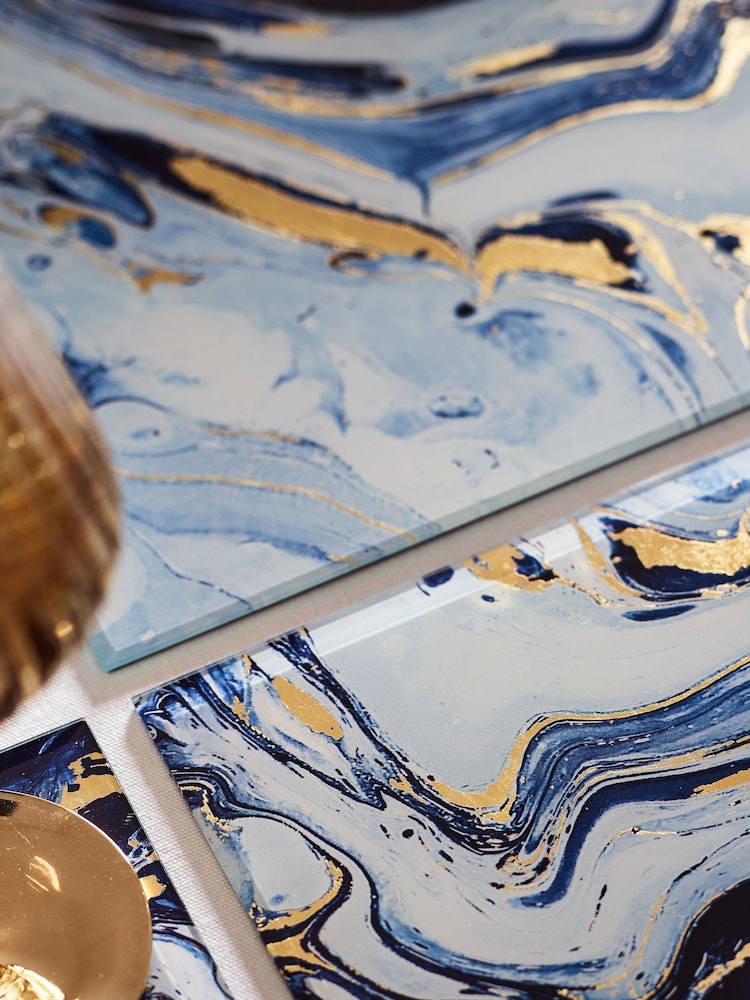 Set of 2 Navy Galaxy Glass Placemats - Image 2 of 3