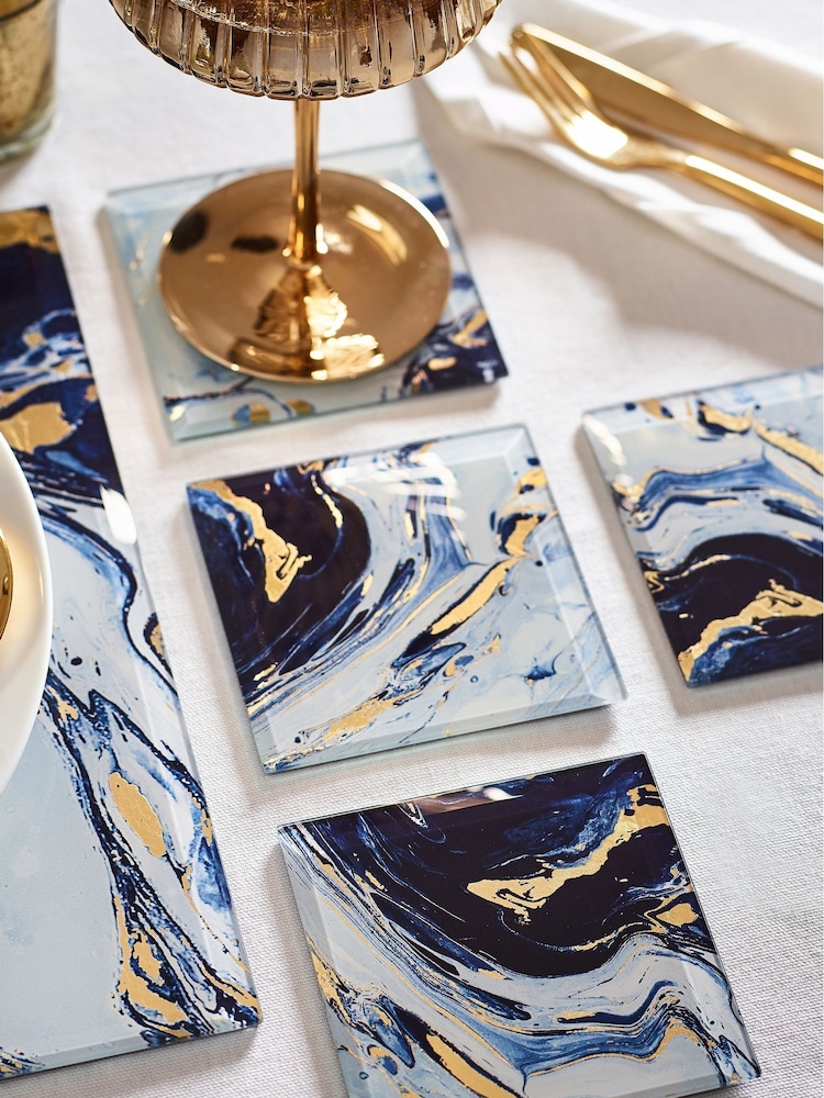 Navy Galaxy Glass Coasters Set of 4 - Image 1 of 3 Navy Galaxy Glass Coasters Set of 4 - Image 1 of 3