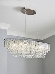 BHS Silver Paladina Crystal 5 Light Linear Pendant Bar Ceiling Light - Image 1 of 5