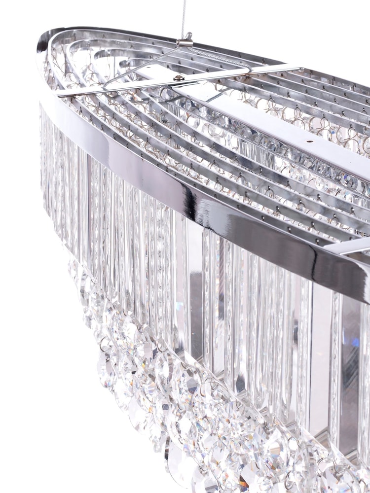 BHS Silver Paladina Crystal 5 Light Linear Pendant Bar Ceiling Light - Image 5 of 5