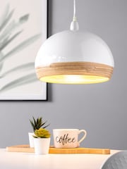 BHS White Wood (Bamboo) Dome Shade - Image 1 of 5