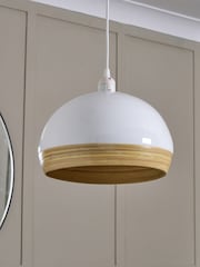 BHS White Wood (Bamboo) Dome Shade - Image 2 of 5