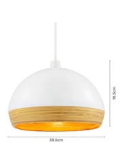BHS White Wood (Bamboo) Dome Shade - Image 4 of 5