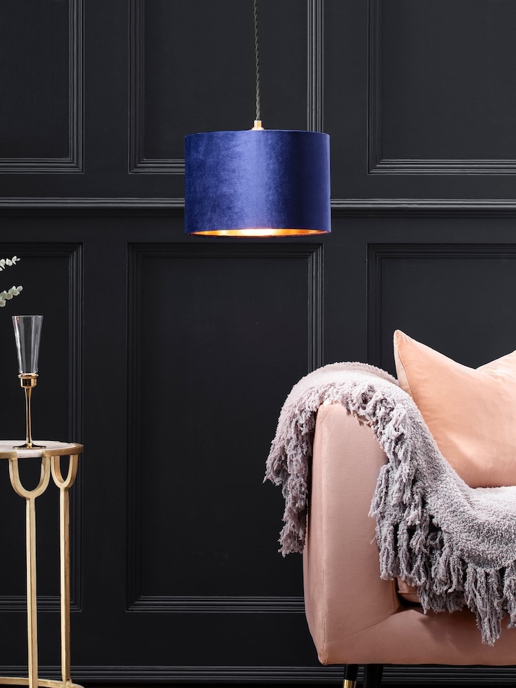 BHS Blue 30cm Velvet Shade - Image 1 of 4