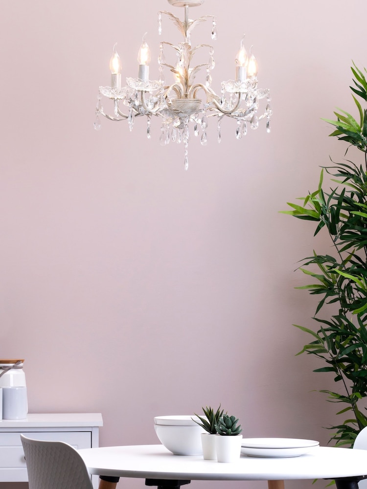 BHS Cream Paisley 5 Light Flush Chandelier Light - Image 1 of 5