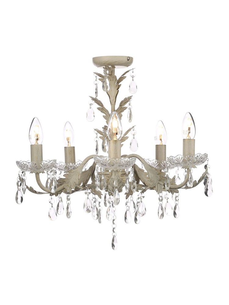 BHS Cream Paisley 5 Light Flush Chandelier Light - Image 2 of 5