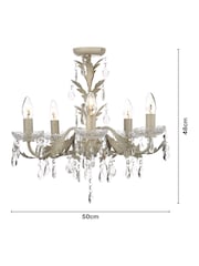 BHS Cream Paisley 5 Light Flush Chandelier Light - Image 4 of 5