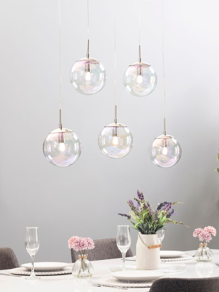 BHS Silver Iridescent 5 Ceiling Light Diner Bar - Image 1 of 2