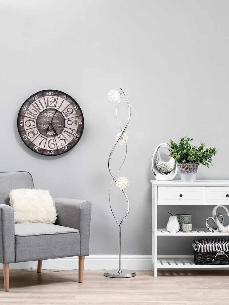 BHS Silver Orianna 3 Light Floor Lamp - Image 1 of 4