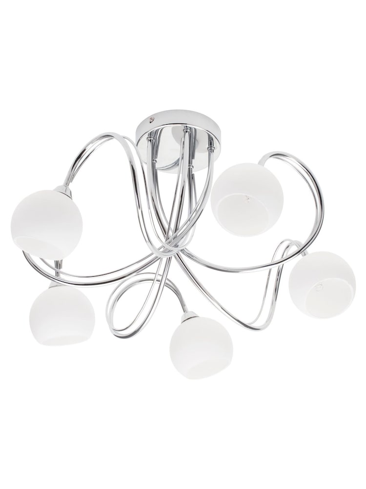 BHS Silver Soni 5 Light Flush Flush Ceiling Light - Image 4 of 4