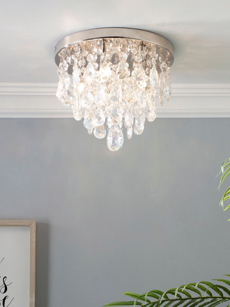 BHS Silver Lisa Flush Ceiling Fitting Flush Ceiling Light - Image 1 of 5