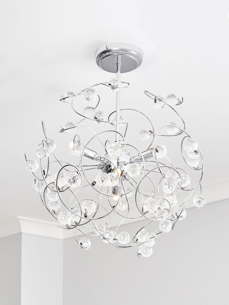 BHS Silver Lila Sputnik Flush Ceiling Light - Image 1 of 6