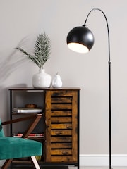BHS Black Benson Arched Floor Lamp - Image 1 of 4