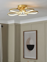 BHS Brass Alvar LED 5 Petals Flush Ceiling Light - Image 1 of 7