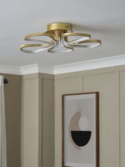 BHS Brass Alvar LED 5 Petals Flush Ceiling Light - Image 2 of 7