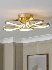 BHS Brass Alvar LED 5 Petals Flush Ceiling Light - Image 3 of 7