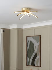 BHS Brass Aalto Cross Over LED Flush Ceiling Light - Image 1 of 7