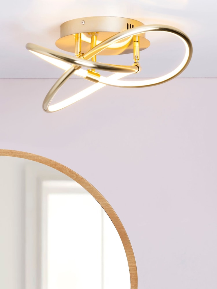 BHS Brass Eero LED Knotted Flush Ceiling Light - Image 1 of 5 BHS Brass Eero LED Knotted Flush Ceiling Light - Image 1 of 5