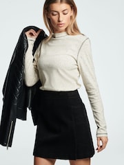 Black Corduroy Mini Skirt - Image 1 of 6