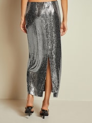 Silver Midi Sequin Skirt - Image 3 of 6