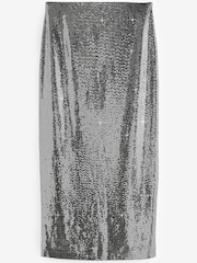 Silver Midi Sequin Skirt - Image 5 of 6