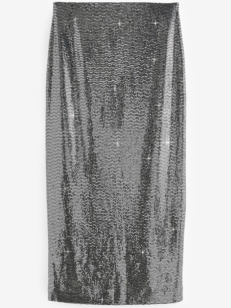 Silver Midi Sequin Skirt - Image 5 of 6