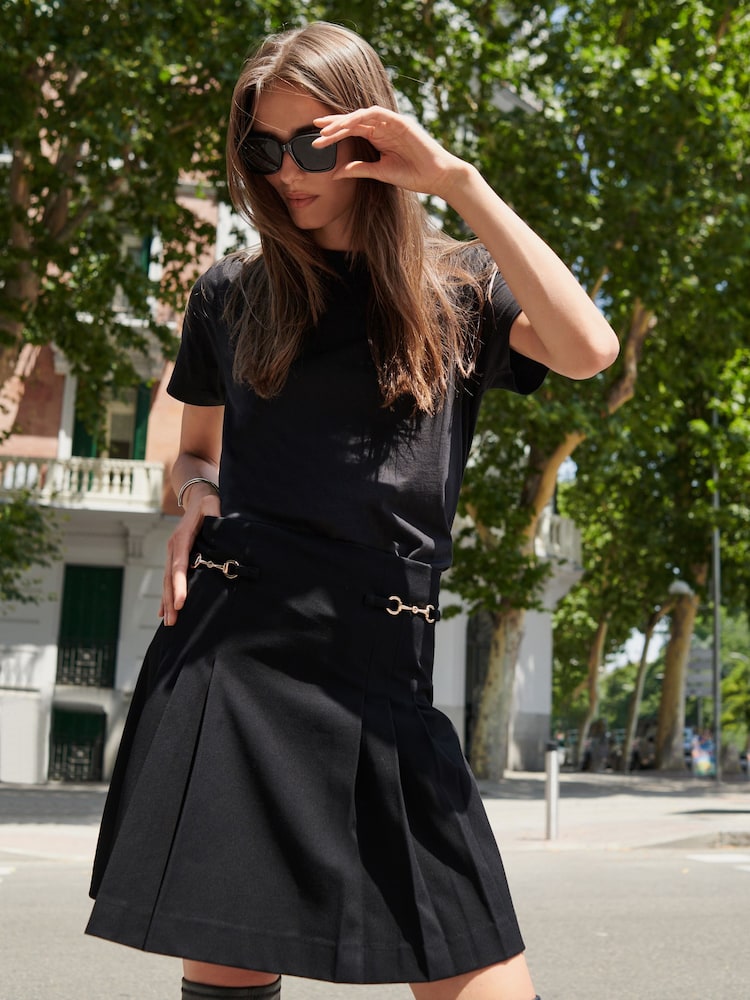 Black Mini Pleated Kilt Skirt - Image 2 of 6