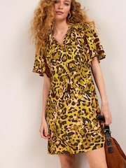 Animal Print Angel Sleeve Summer Tea Dress - Image 1 of 2