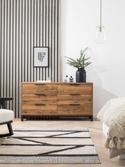 Dark Bronx Oak Effect 6 Drawer Wide Chest of Drawers - Image 1 of 8