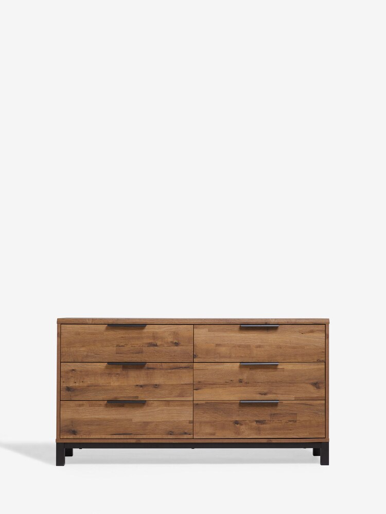 Dark Bronx Oak Effect 6 Drawer Wide Chest of Drawers - Image 2 of 8