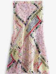 Lilac Purple Scarf Print Satin Bias Midi Skirt - Image 1 of 1
