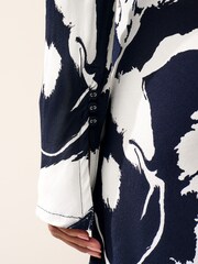Navy Abstract Long Sleeve Column Mini Dress - Image 7 of 8