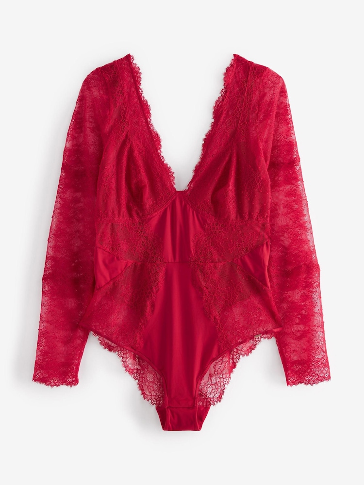 Lipsy Black Lace Long Sleeve Body - Image 5 of 5