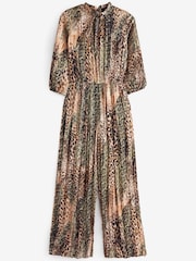 Animal Satin Tie Neck Jumpsuit - Image 2 of 2