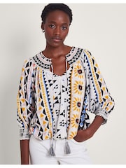Monsoon Natural Corey Bubble Hem Top - Image 1 of 5