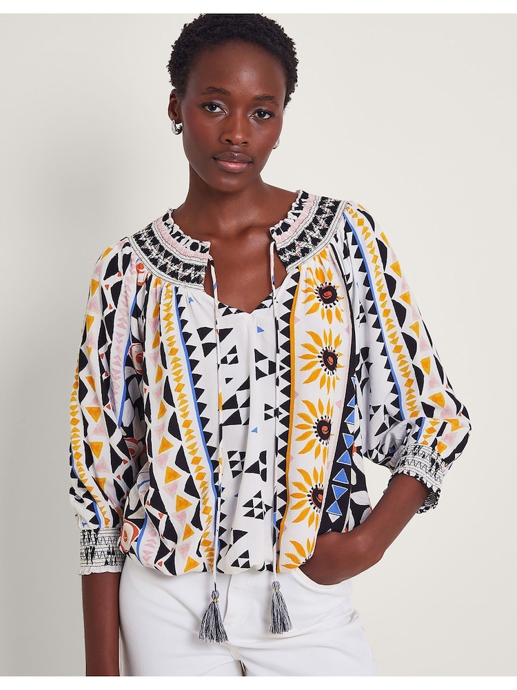 Monsoon Natural Corey Bubble Hem Top - Image 1 of 5