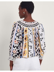 Monsoon Natural Corey Bubble Hem Top - Image 2 of 5