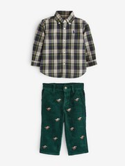 Polo Ralph Lauren Baby Kariertes Hemd und Cordhose im Set, Blau - Bild 1 von 1