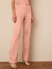 Blush Pink Satin Split Hem Trousers - Image 3 of 6