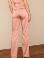 Blush Pink Satin Split Hem Trousers - Image 4 of 6