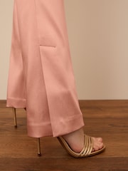 Blush Pink Satin Split Hem Trousers - Image 5 of 6