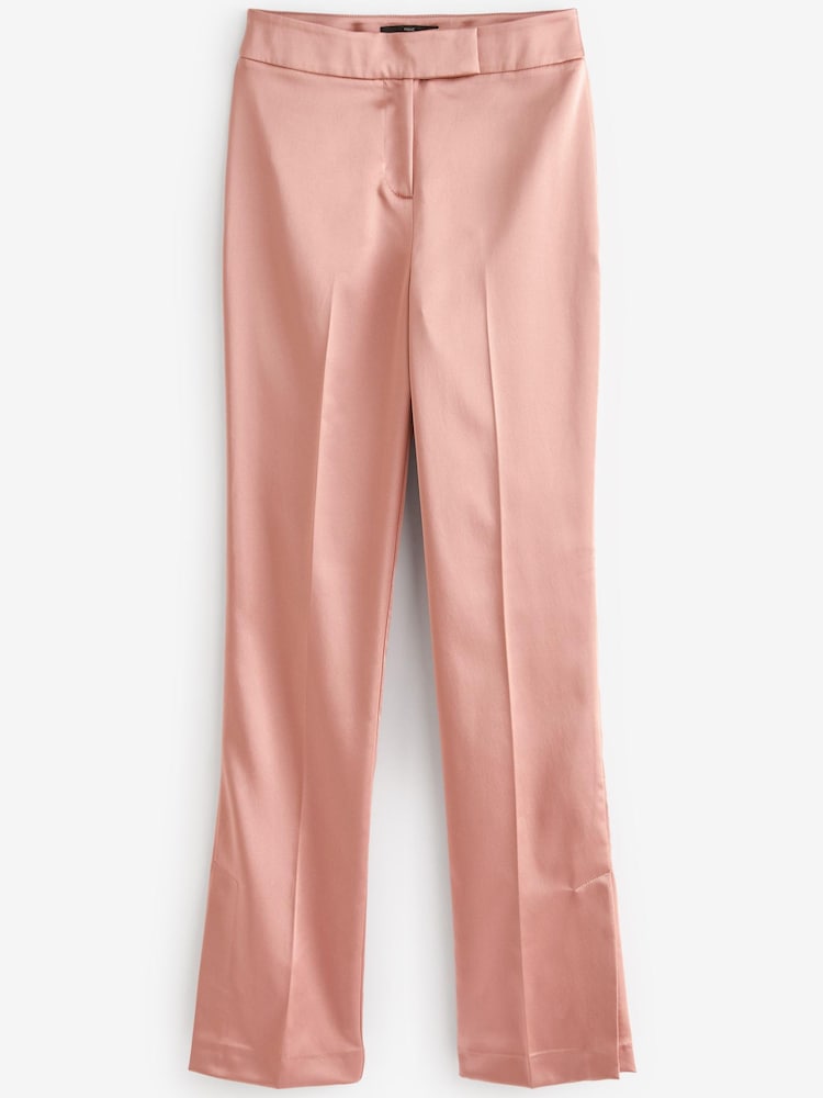 Blush Pink Satin Split Hem Trousers - Image 6 of 6