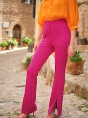 Bright Pink Smart Front Split Flare Trousers - Image 2 of 3