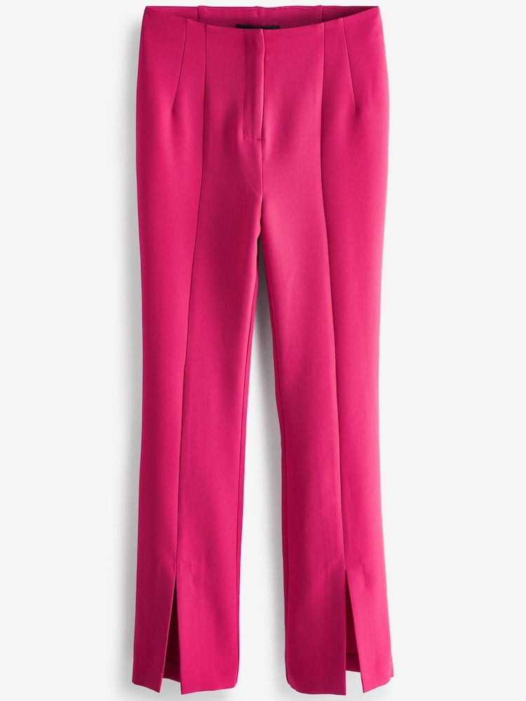 Bright Pink Smart Front Split Flare Trousers - Image 3 of 3