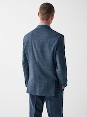 Blue Regular Fit Wool Blend Textured Suit: Jacket - Image 2 of 12