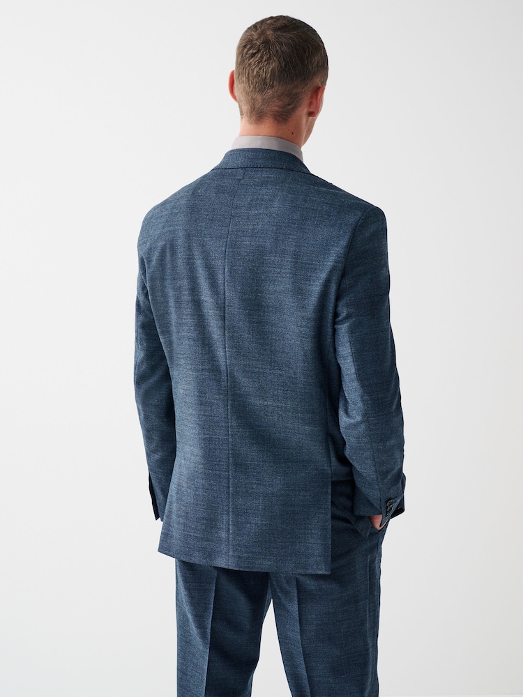 Blue Regular Fit Wool Blend Textured Suit: Jacket - Image 2 of 12