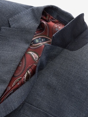 Blue Regular Fit Wool Blend Textured Suit: Jacket - Image 9 of 12