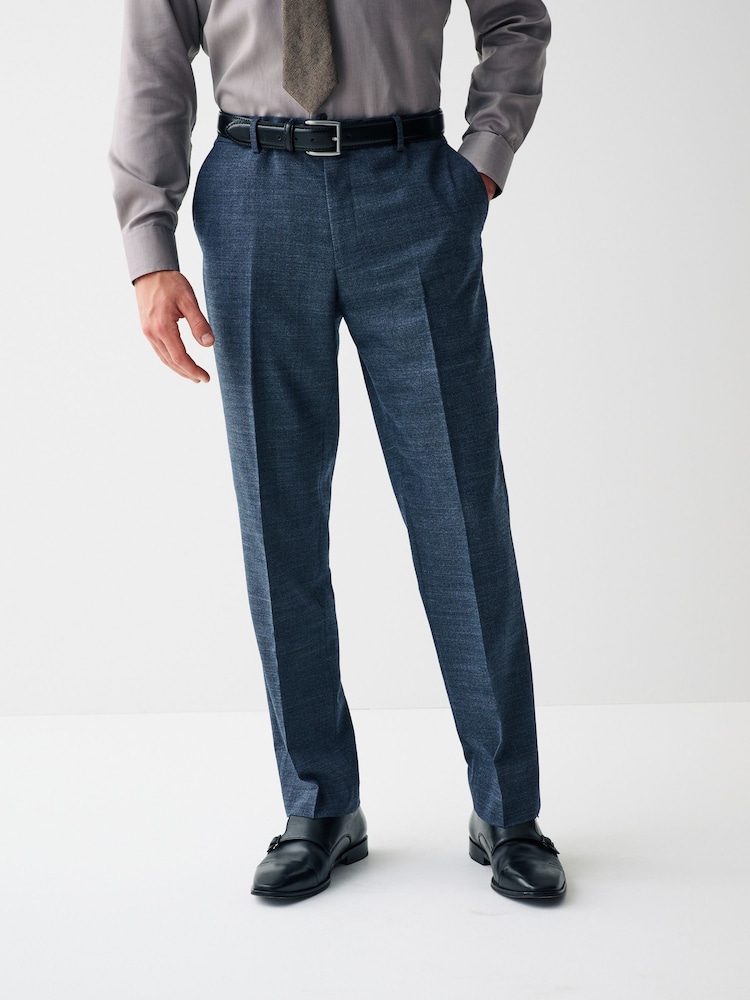 Blue Regular Fit Wool Blend Textured Suit: Trousers - Image 1 of 8 Blue Regular Fit Wool Blend Textured Suit: Trousers - Image 1 of 8