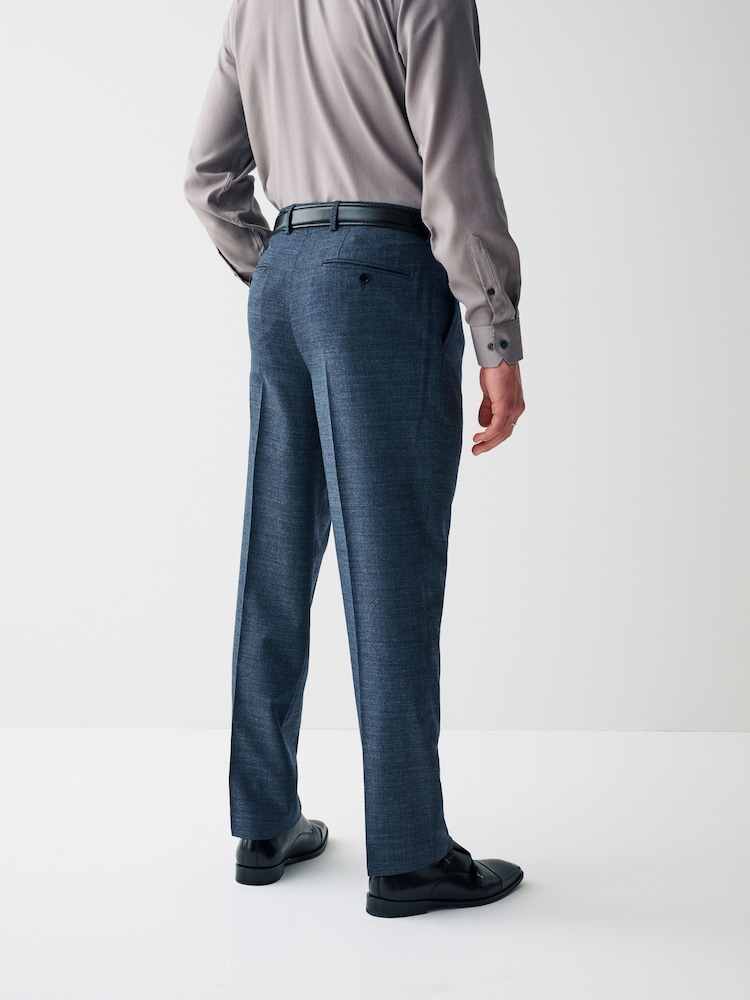 Blue Regular Fit Wool Blend Textured Suit: Trousers - Image 2 of 8 Blue Regular Fit Wool Blend Textured Suit: Trousers - Image 2 of 8